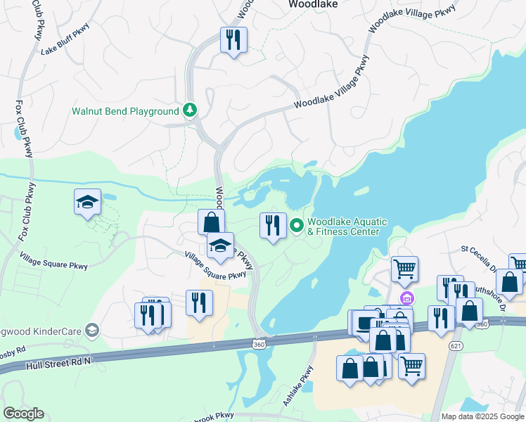 map of restaurants, bars, coffee shops, grocery stores, and more near 14730 Boyces Cove Drive in Midlothian