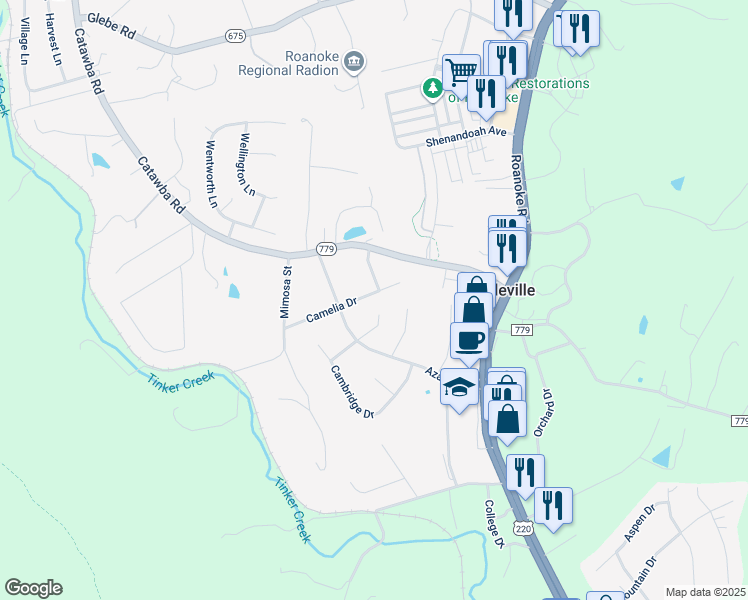 map of restaurants, bars, coffee shops, grocery stores, and more near 65 Camelia Drive in Daleville