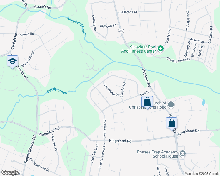 map of restaurants, bars, coffee shops, grocery stores, and more near 4548 Snowflake Drive in Richmond