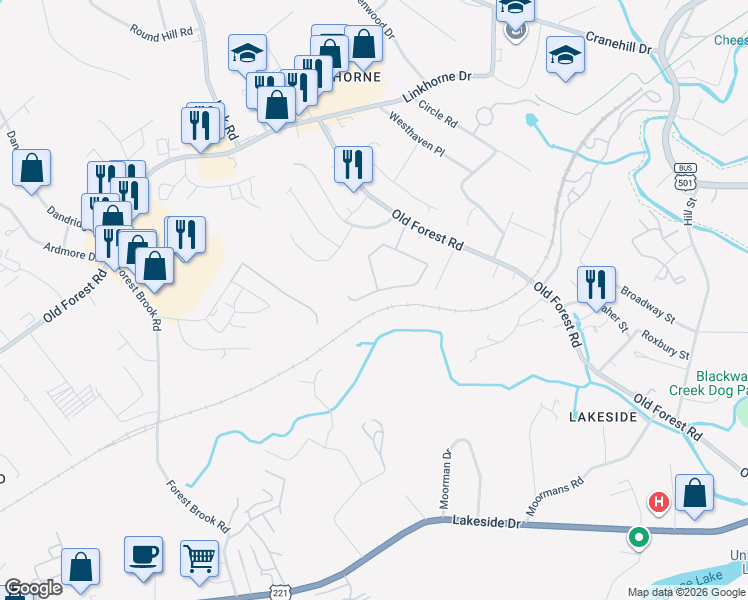 map of restaurants, bars, coffee shops, grocery stores, and more near 100 Red Maple Court in Lynchburg