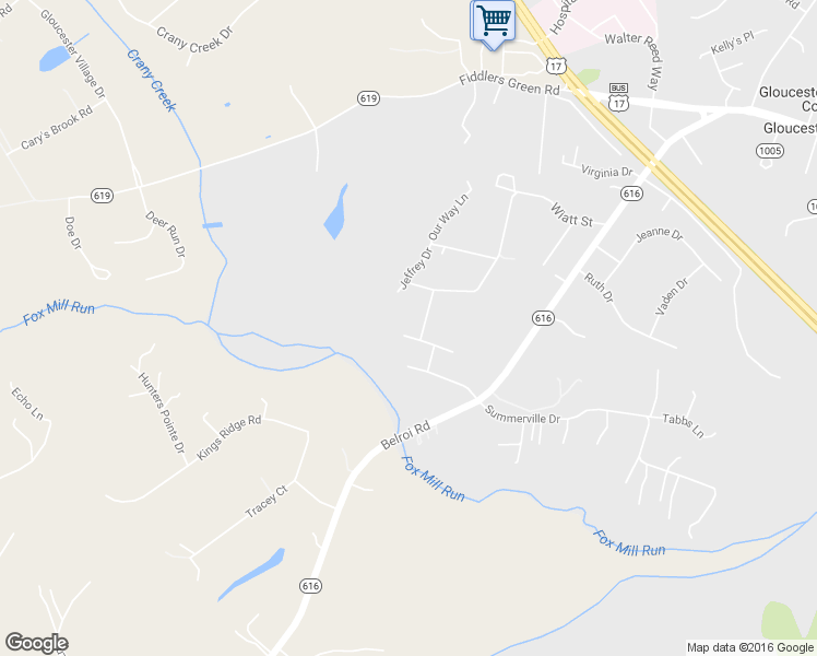 map of restaurants, bars, coffee shops, grocery stores, and more near 5941 Sean Paul Drive in Gloucester Courthouse