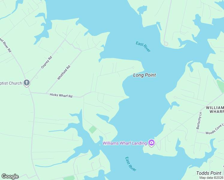 map of restaurants, bars, coffee shops, grocery stores, and more near Hicks Wharf Road in Cardinal