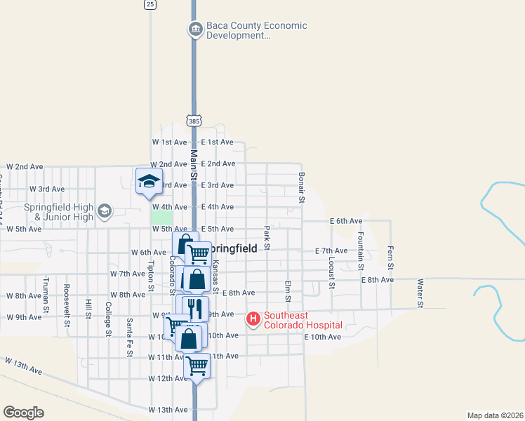 map of restaurants, bars, coffee shops, grocery stores, and more near 400-498 Park Street in Springfield
