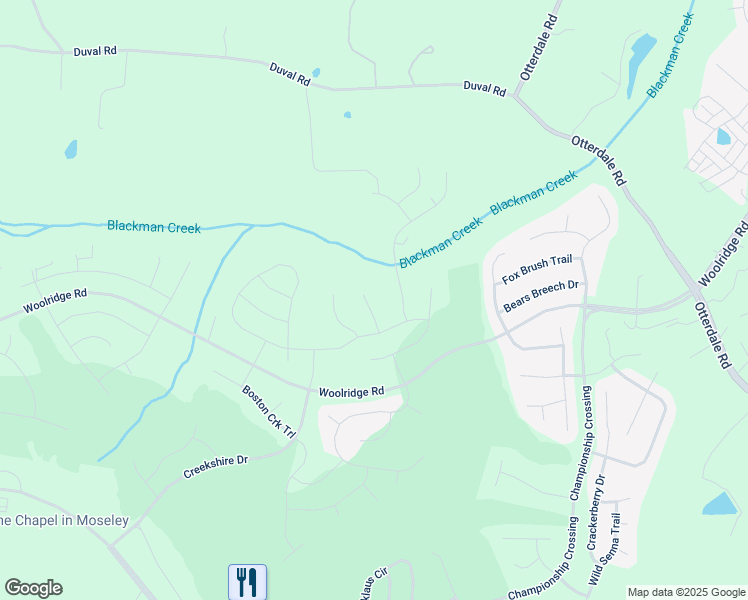 map of restaurants, bars, coffee shops, grocery stores, and more near 6419 Twin Falls Terrace in Moseley