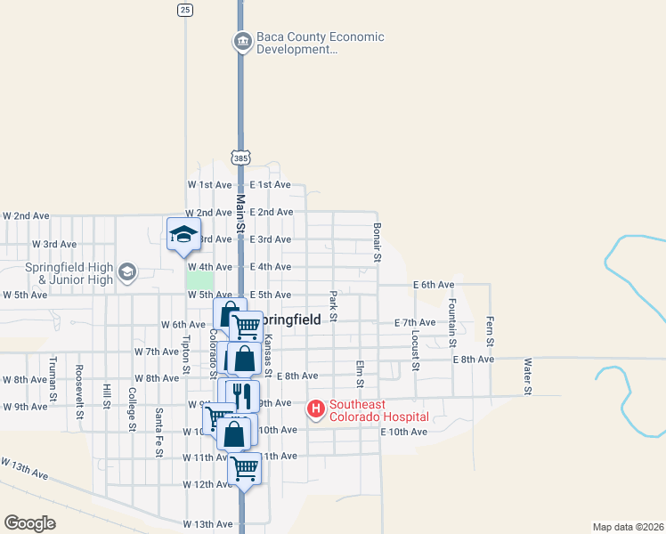 map of restaurants, bars, coffee shops, grocery stores, and more near 400 Park Street in Springfield