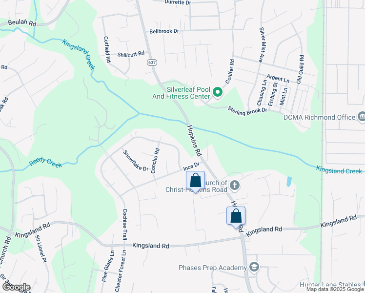 map of restaurants, bars, coffee shops, grocery stores, and more near 4340 Cochise Trail in Richmond