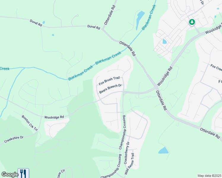 map of restaurants, bars, coffee shops, grocery stores, and more near 6937 Bears Breech Drive in Moseley