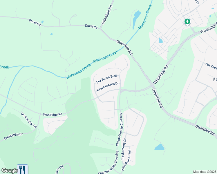 map of restaurants, bars, coffee shops, grocery stores, and more near 6937 Bears Breech Drive in Moseley