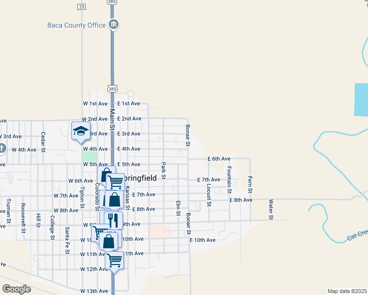 map of restaurants, bars, coffee shops, grocery stores, and more near 400-598 East 4th Street in Springfield