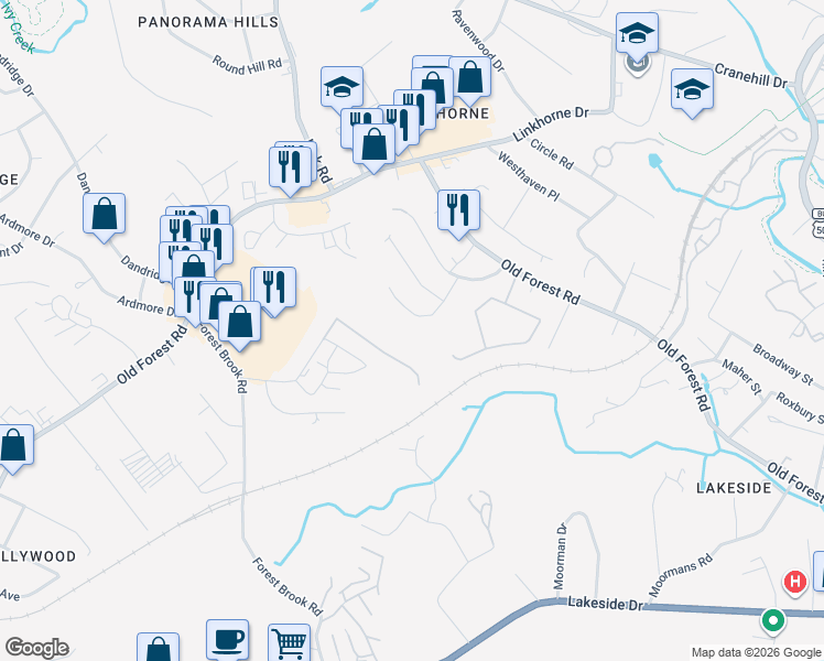 map of restaurants, bars, coffee shops, grocery stores, and more near 1001 Belle Terre Drive in Lynchburg
