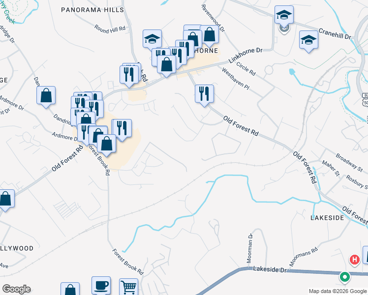map of restaurants, bars, coffee shops, grocery stores, and more near 1001 Belle Terre Drive in Lynchburg