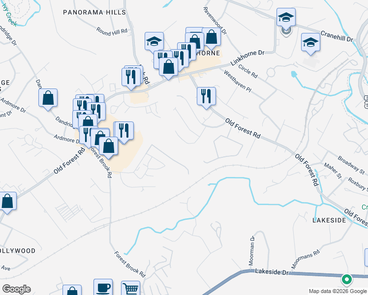 map of restaurants, bars, coffee shops, grocery stores, and more near 1001 Belle Terre Drive in Lynchburg