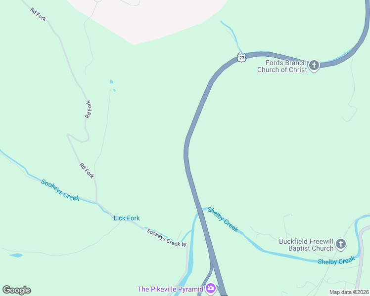map of restaurants, bars, coffee shops, grocery stores, and more near U.S. 23 in Pikeville
