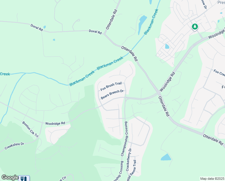 map of restaurants, bars, coffee shops, grocery stores, and more near 6936 Bears Breech Drive in Moseley