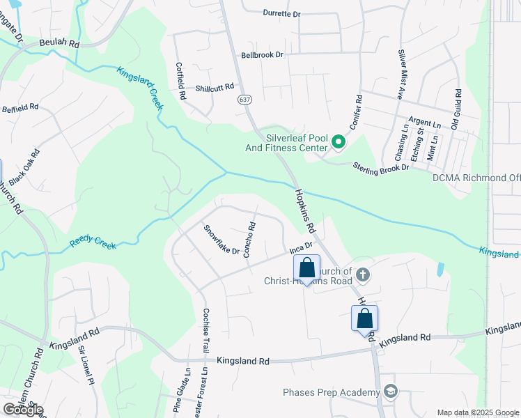 map of restaurants, bars, coffee shops, grocery stores, and more near 4432 Cochise Trail in Richmond
