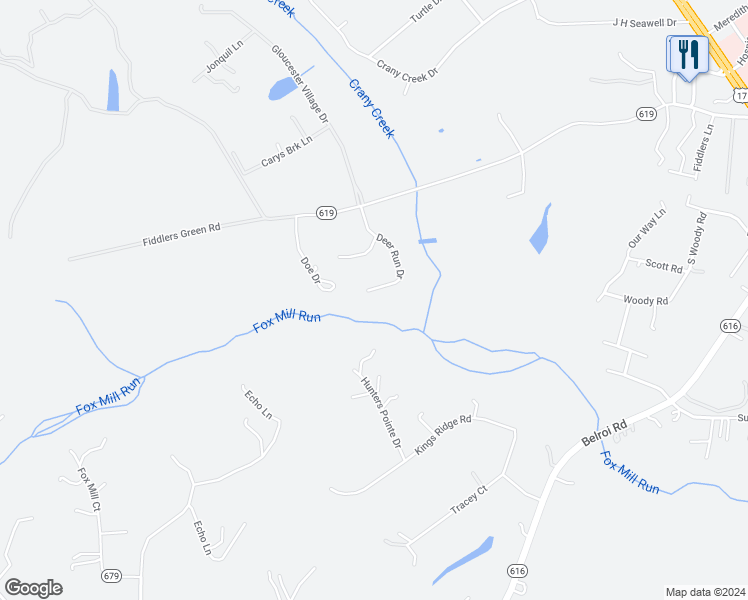 map of restaurants, bars, coffee shops, grocery stores, and more near 7169 Deer Run Drive in Gloucester