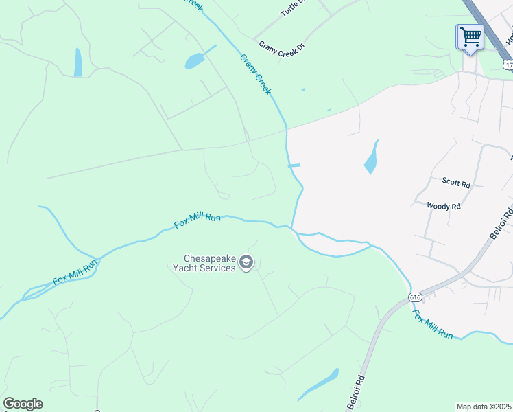 map of restaurants, bars, coffee shops, grocery stores, and more near 7169 Deer Run Drive in Gloucester
