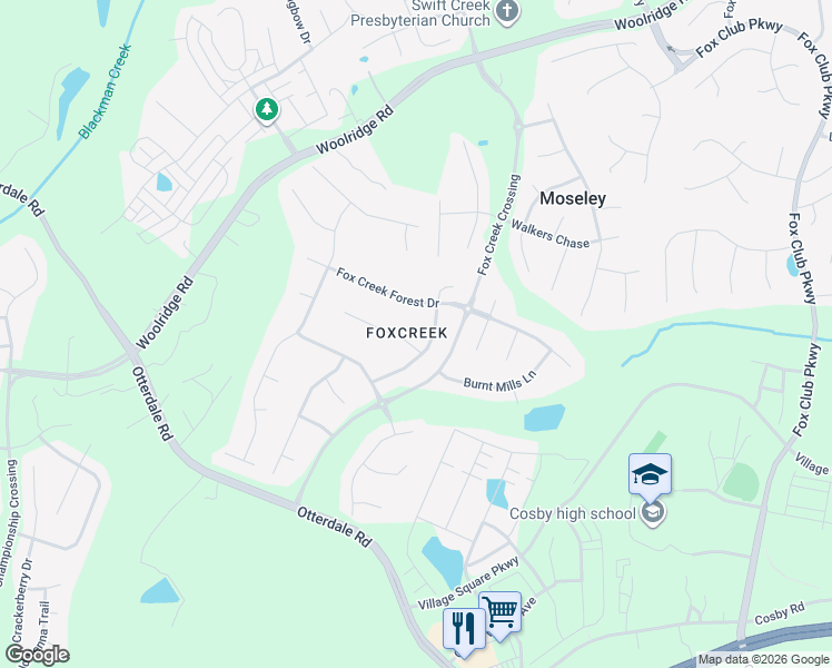 map of restaurants, bars, coffee shops, grocery stores, and more near in Chesterfield County