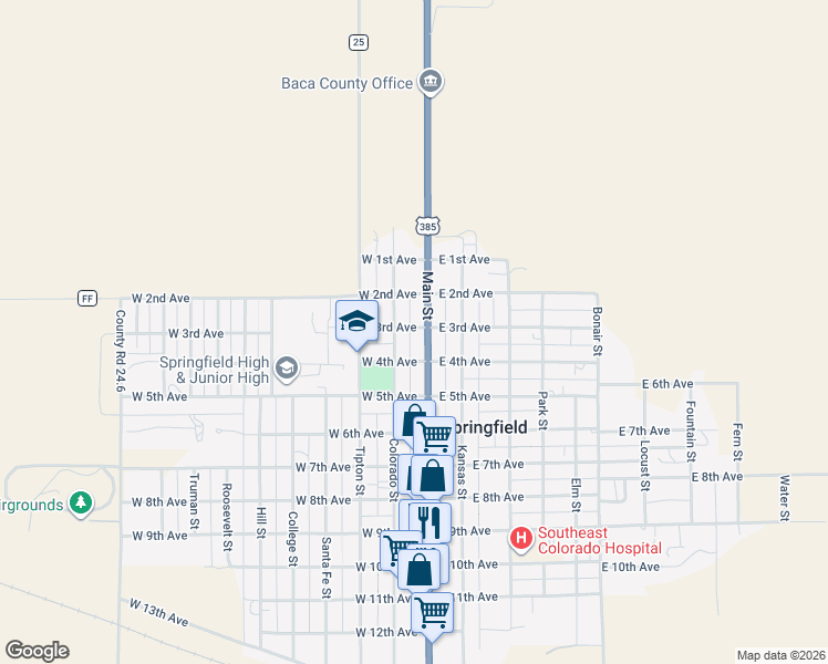 map of restaurants, bars, coffee shops, grocery stores, and more near 200-298 Main Street in Springfield