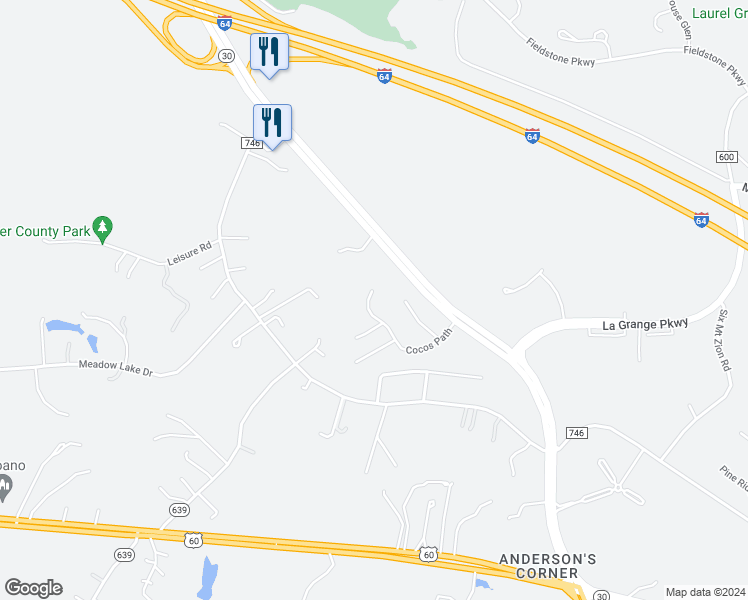 map of restaurants, bars, coffee shops, grocery stores, and more near 9008 Cocos Path in Toano