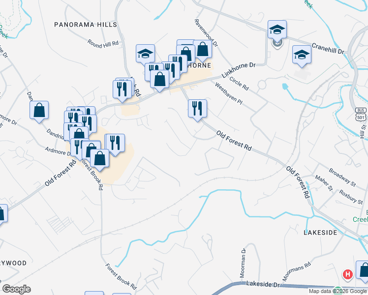 map of restaurants, bars, coffee shops, grocery stores, and more near 101 Manassas Street in Lynchburg