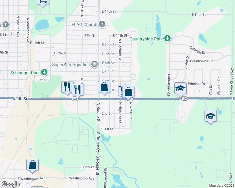 map of restaurants, bars, coffee shops, grocery stores, and more near 410 North Fairview Street in Pittsburg