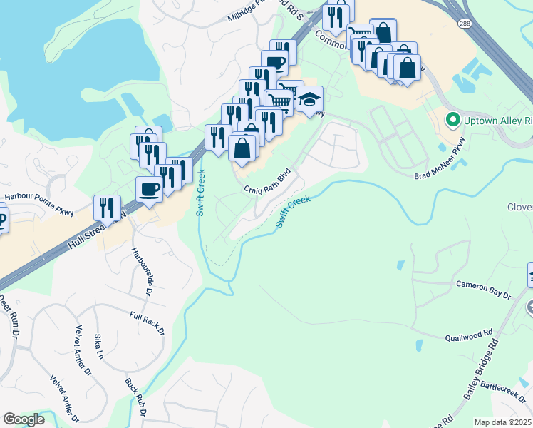 map of restaurants, bars, coffee shops, grocery stores, and more near 13365 Diamond Ridge Drive in Midlothian