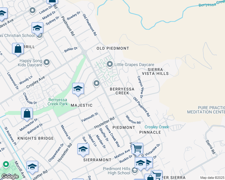 map of restaurants, bars, coffee shops, grocery stores, and more near 3438 Parliament Court in San Jose