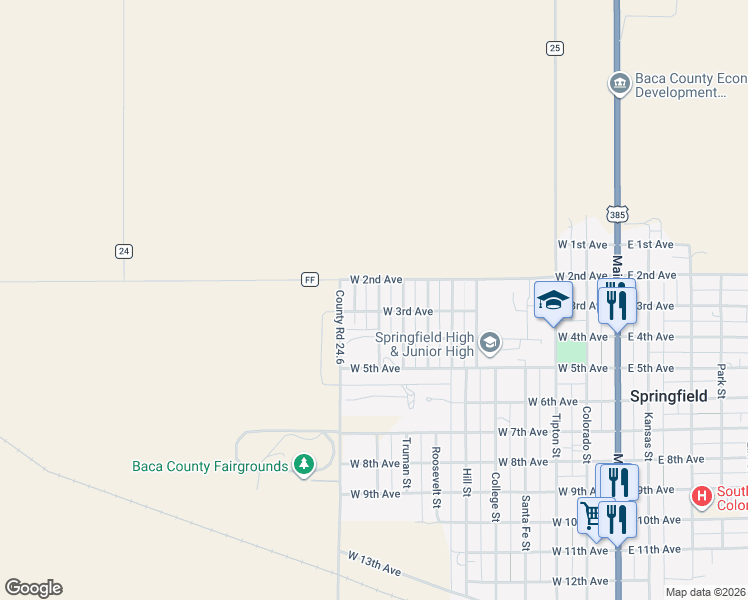 map of restaurants, bars, coffee shops, grocery stores, and more near 235 Sequoia Street in Springfield