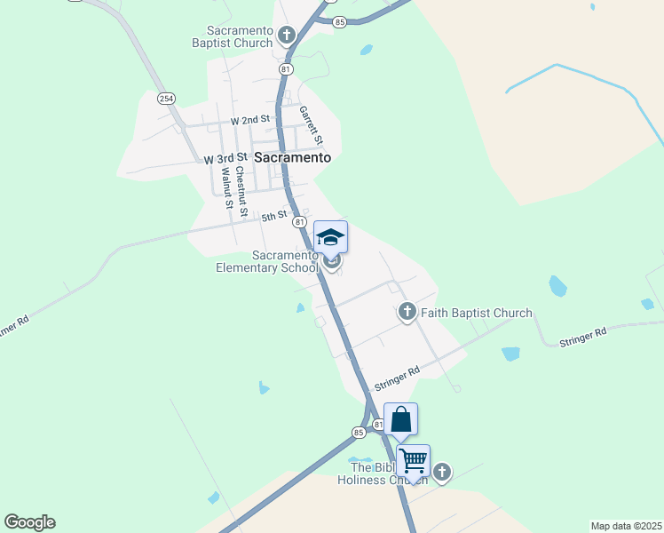 map of restaurants, bars, coffee shops, grocery stores, and more near 640 Main Street in Sacramento