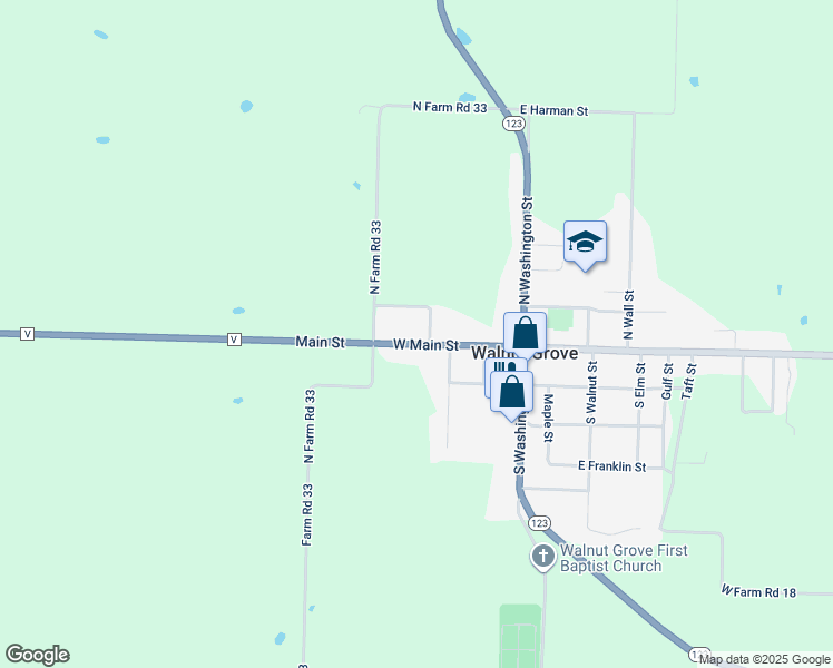 map of restaurants, bars, coffee shops, grocery stores, and more near 309 W Main St in Walnut Grove