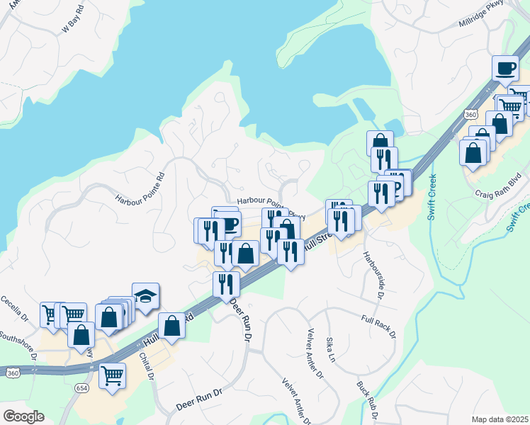 map of restaurants, bars, coffee shops, grocery stores, and more near 13532 Baycraft Terrace in Midlothian