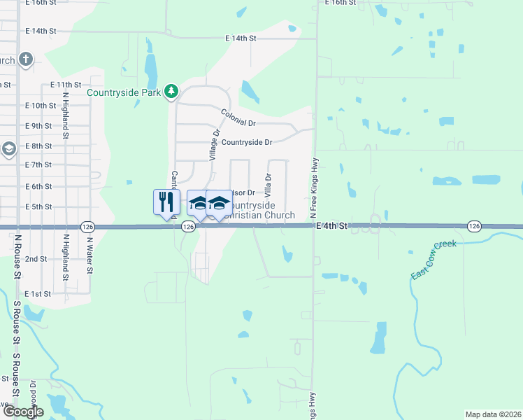 map of restaurants, bars, coffee shops, grocery stores, and more near 404 Villa Drive in Pittsburg