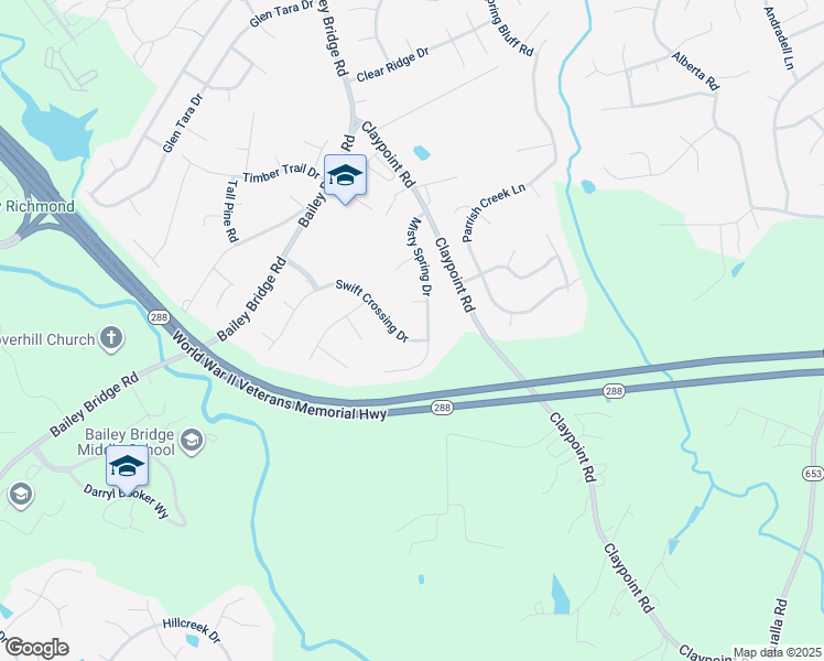 map of restaurants, bars, coffee shops, grocery stores, and more near 11906 Swift Crossing Drive in Midlothian