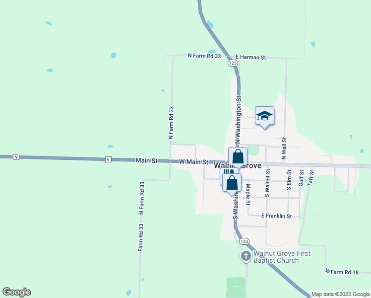 map of restaurants, bars, coffee shops, grocery stores, and more near 311 W College St in Walnut Grove