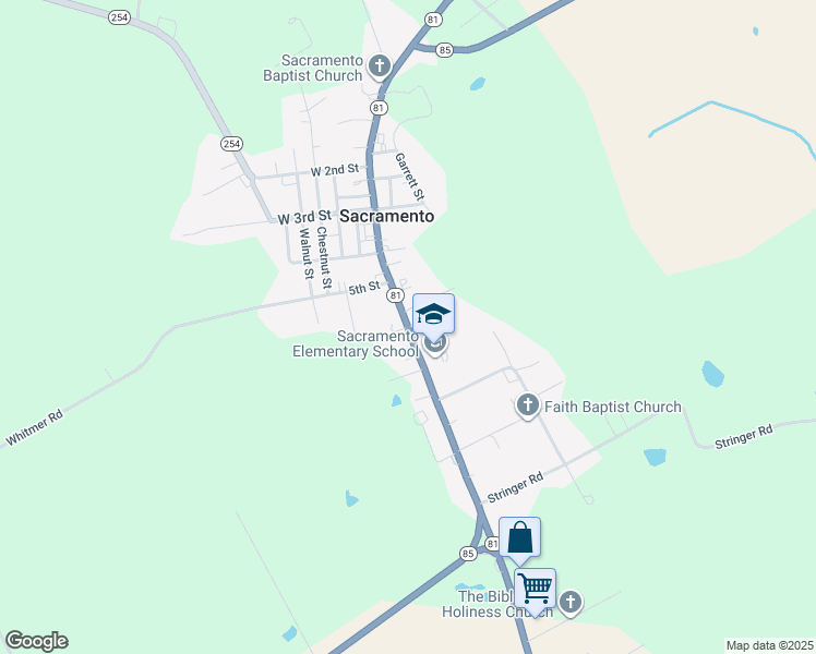 map of restaurants, bars, coffee shops, grocery stores, and more near 640 Main Street in Sacramento