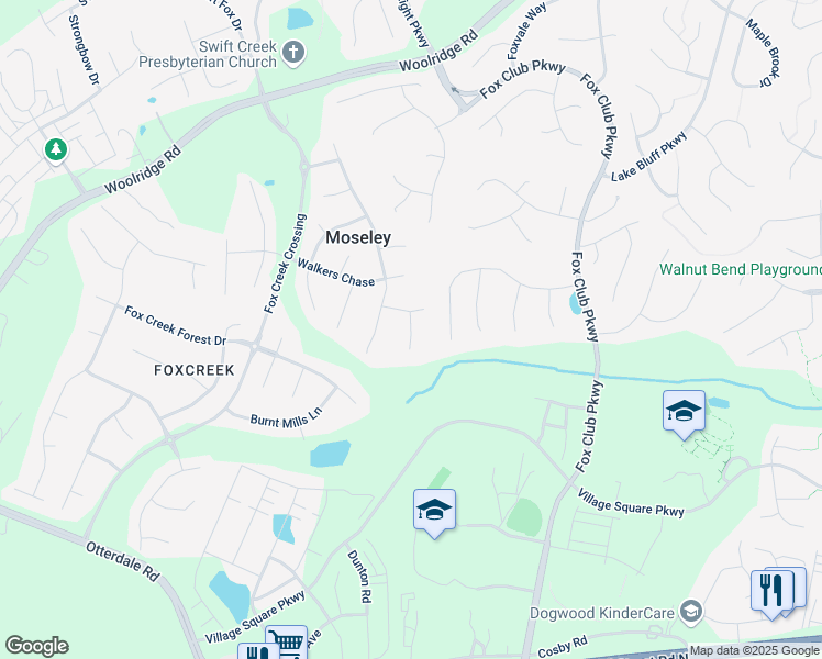 map of restaurants, bars, coffee shops, grocery stores, and more near Dovechrist Mews in Midlothian