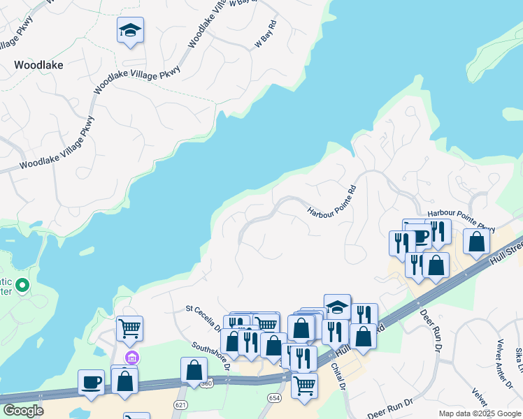 map of restaurants, bars, coffee shops, grocery stores, and more near 13905 Bayport Landing Road in Midlothian