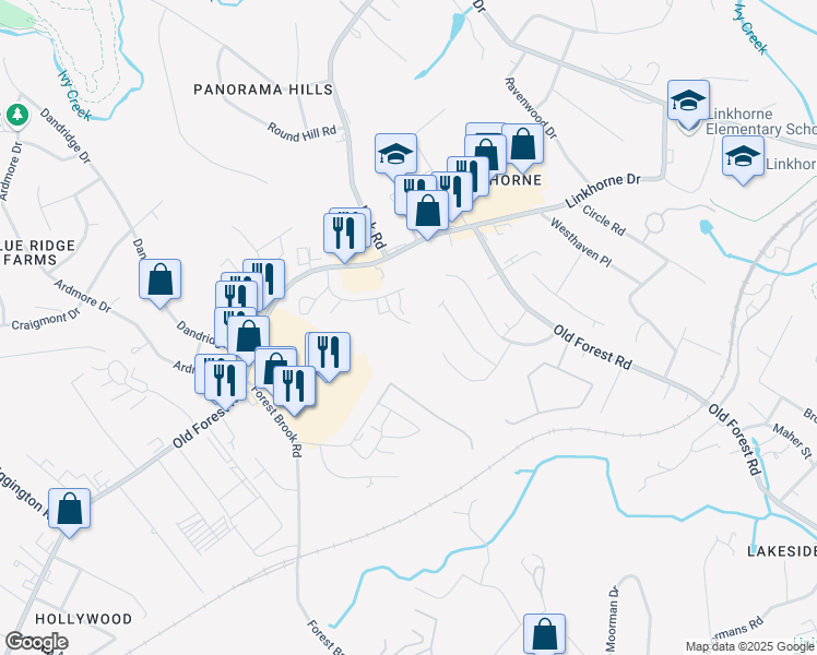 map of restaurants, bars, coffee shops, grocery stores, and more near 101 Manassas Street in Lynchburg