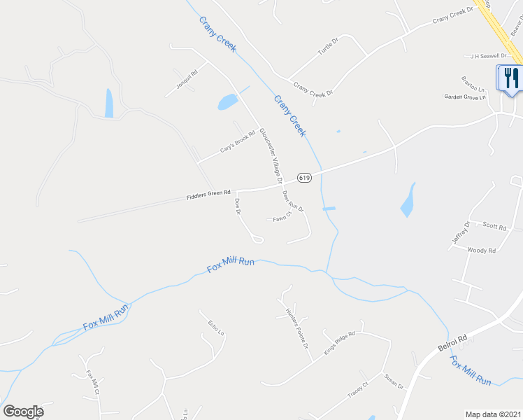 map of restaurants, bars, coffee shops, grocery stores, and more near 5617 Fawn Court in Gloucester