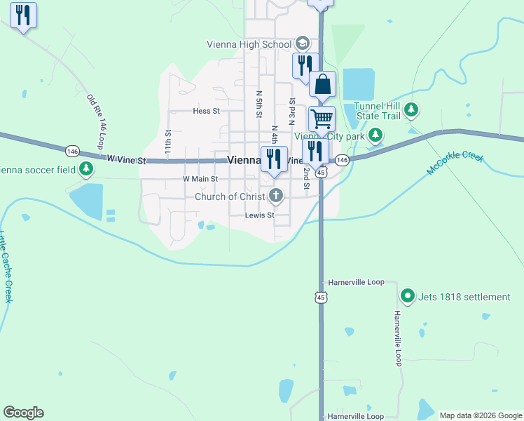 map of restaurants, bars, coffee shops, grocery stores, and more near 206-302 South 6th Street in Vienna