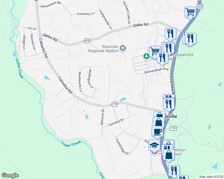 map of restaurants, bars, coffee shops, grocery stores, and more near 677 State Route 1019 in Daleville