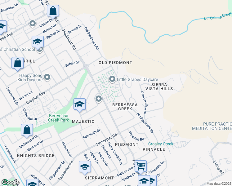 map of restaurants, bars, coffee shops, grocery stores, and more near 1809 Queen Victoria Way in San Jose