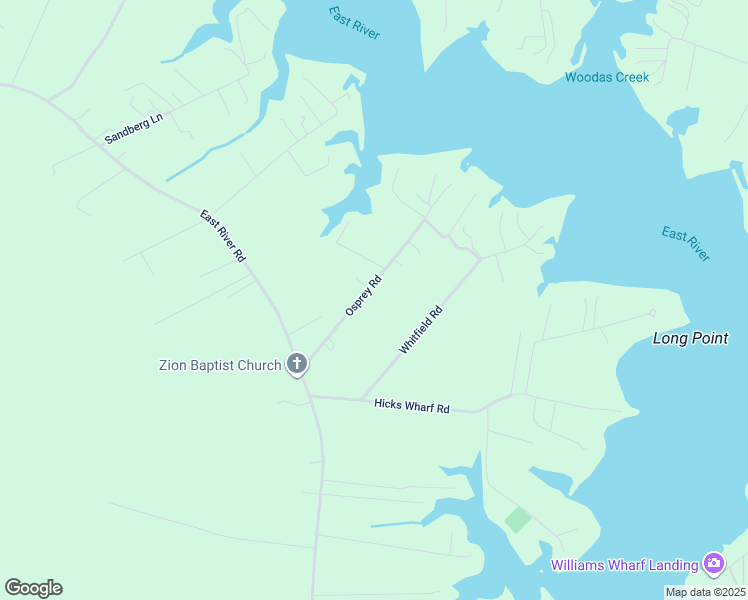 map of restaurants, bars, coffee shops, grocery stores, and more near 228 Osprey Road in Cardinal