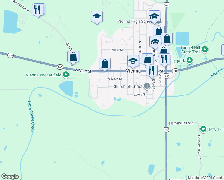map of restaurants, bars, coffee shops, grocery stores, and more near 800 Mathis St in Vienna