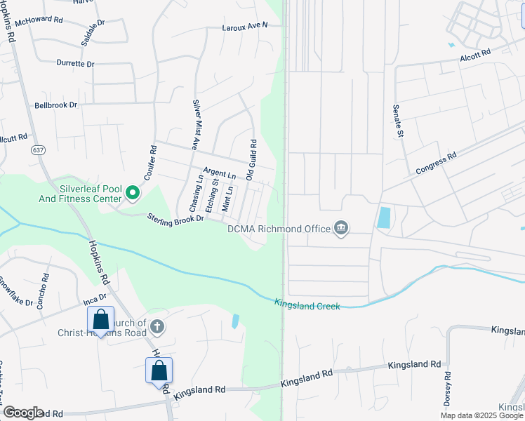 map of restaurants, bars, coffee shops, grocery stores, and more near 7837 Vermeil Street in Richmond