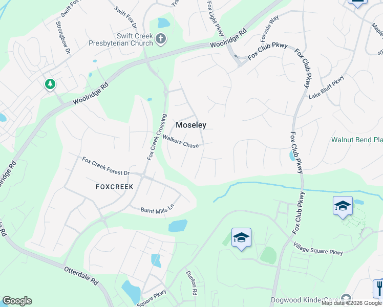 map of restaurants, bars, coffee shops, grocery stores, and more near 6219 Shotwell Terrace in Moseley