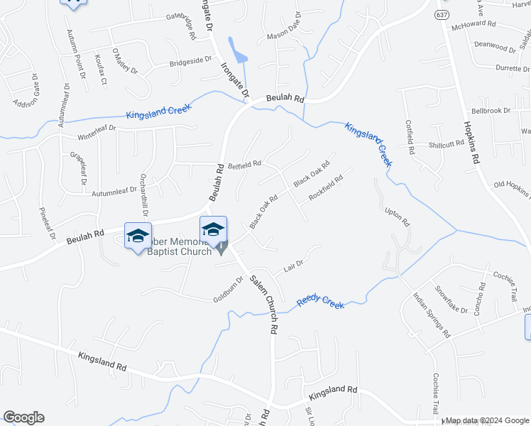 map of restaurants, bars, coffee shops, grocery stores, and more near 4905 Black Oak Road in Richmond