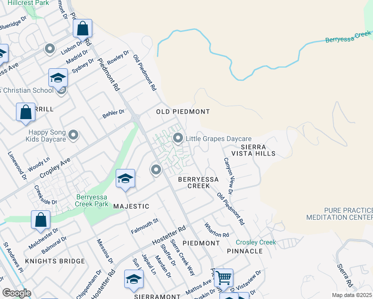 map of restaurants, bars, coffee shops, grocery stores, and more near 3495 Princess Margaret Court in San Jose