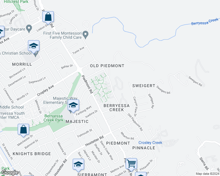 map of restaurants, bars, coffee shops, grocery stores, and more near 3497 Princess Margaret Court in San Jose